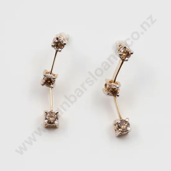 Pair 10ct Fancy Diamond Drop Earrings