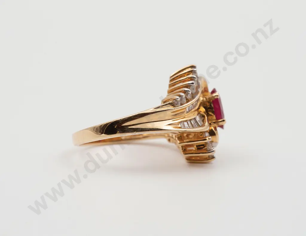 14ct 49stone Ruby and Diamond Cluster Ring Image 1++