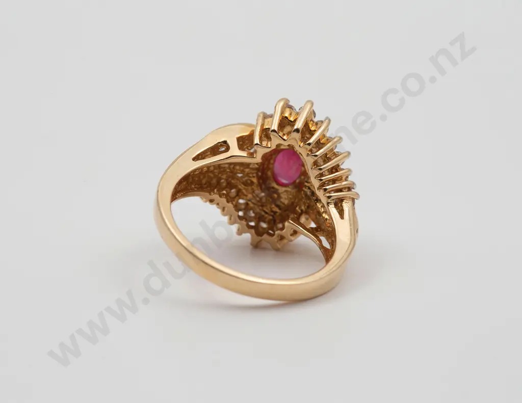 14ct 49stone Ruby and Diamond Cluster Ring Image 1++