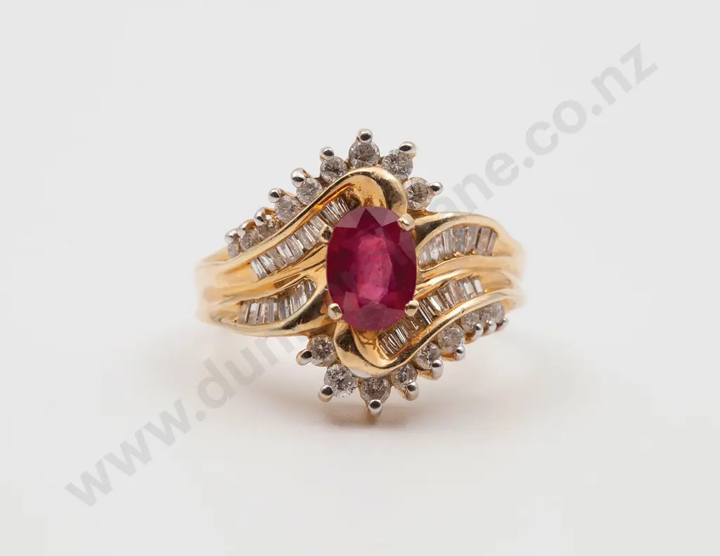 14ct 49stone Ruby and Diamond Cluster Ring Image 1++