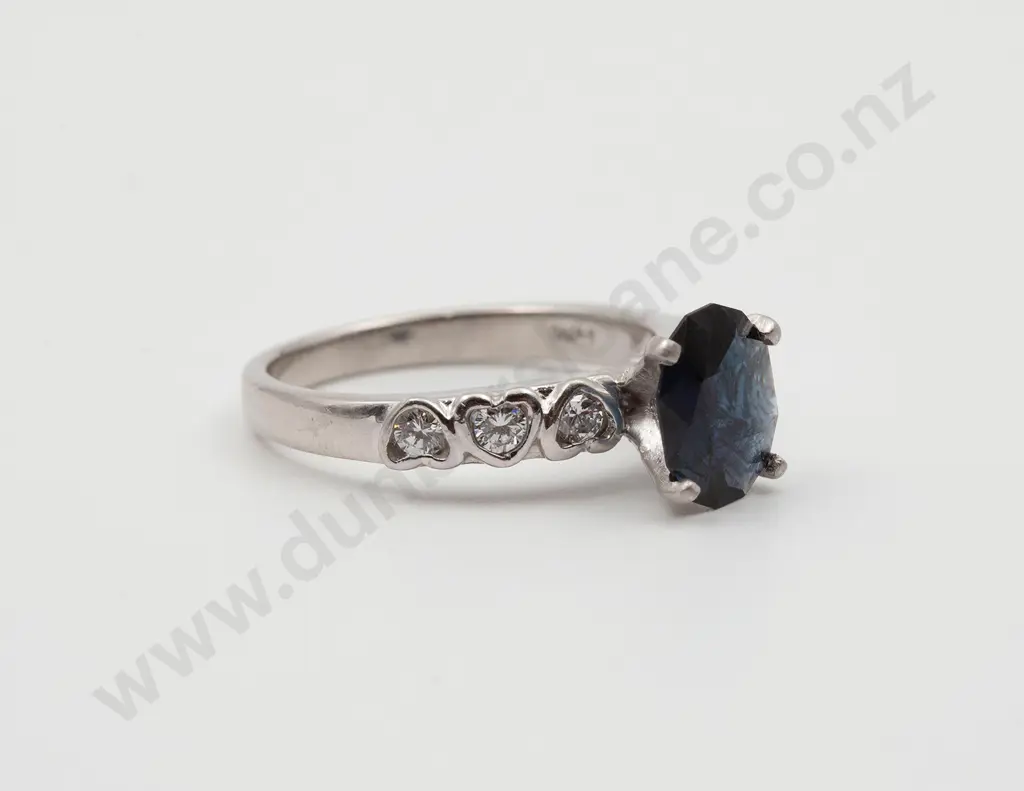 All Platinum Single Stone Sapphire Ring Image 1++