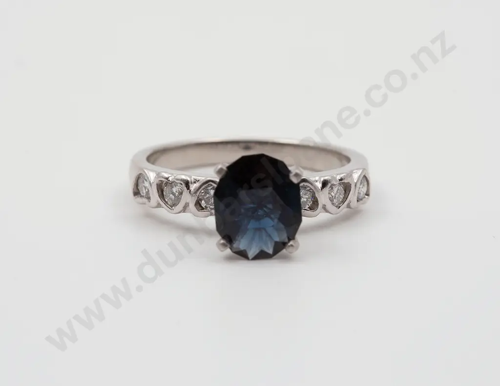 All Platinum Single Stone Sapphire Ring Image 1++