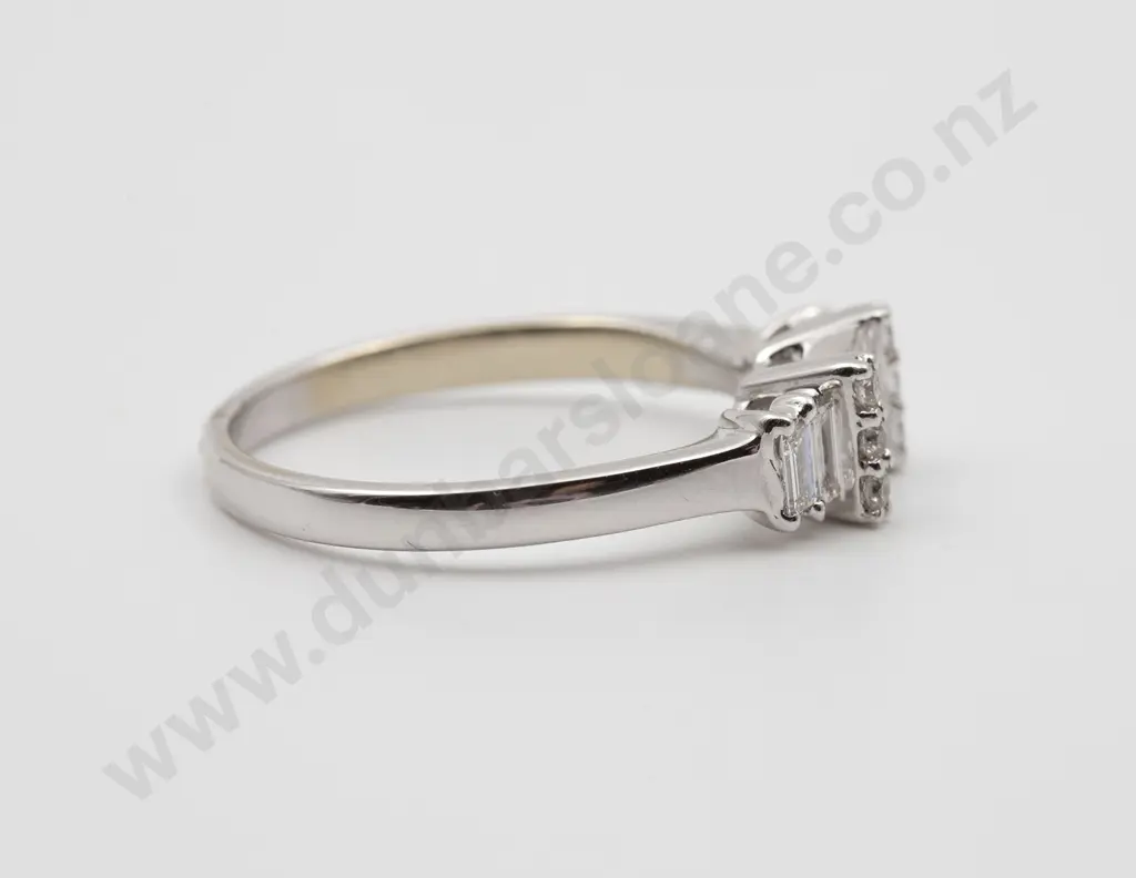 18ct White Gold 14stone Diamond Modern Bridge Ring Image 1++
