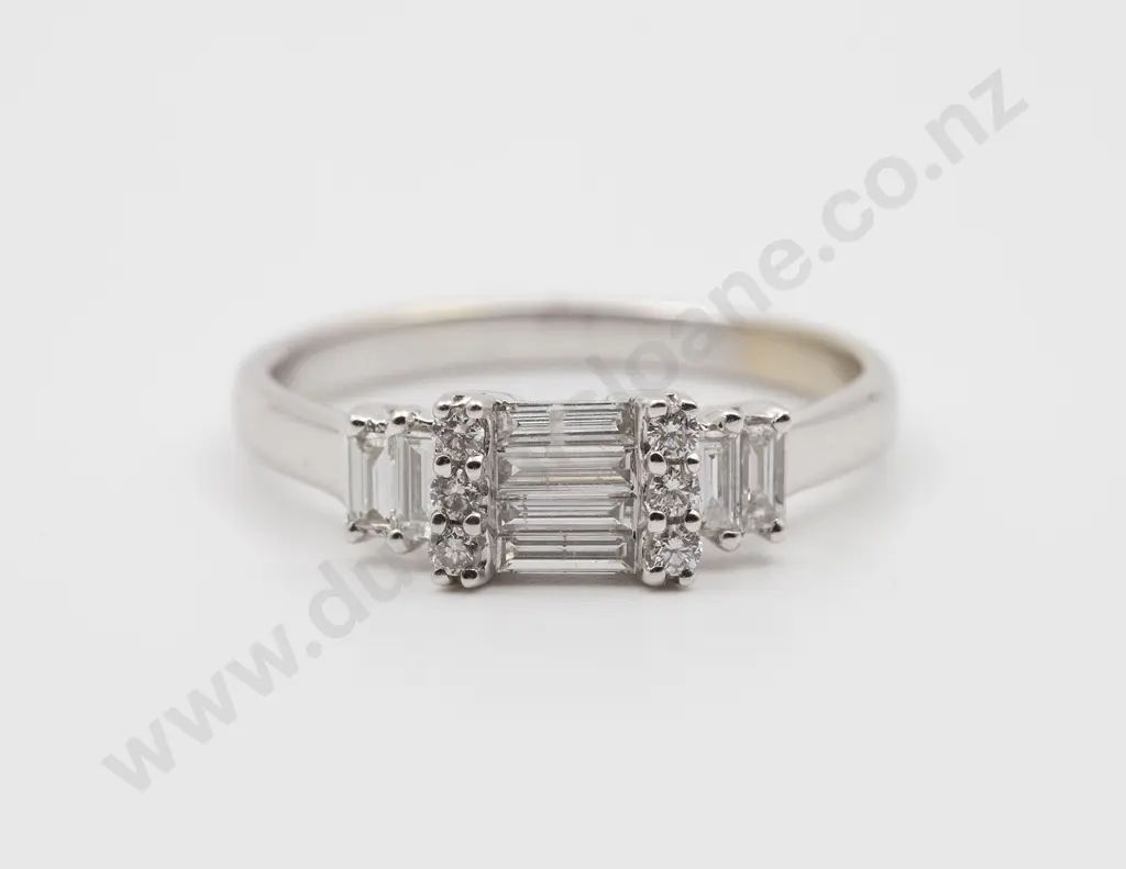 18ct White Gold 14stone Diamond Modern Bridge Ring Image 1++