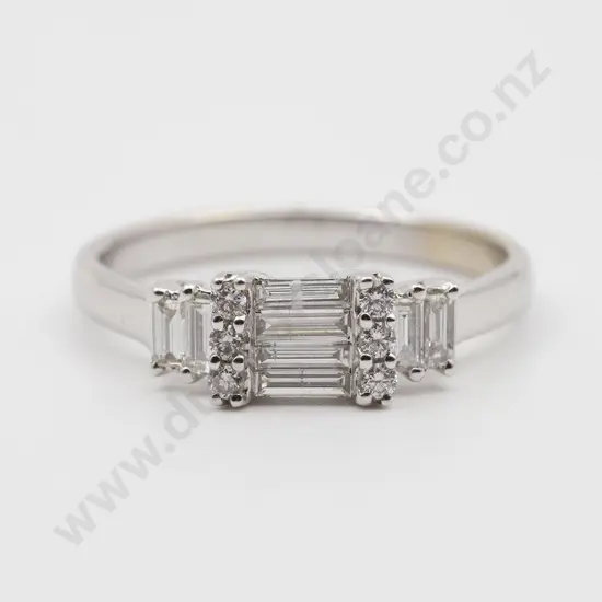 18ct White Gold 14stone Diamond Modern Bridge Ring