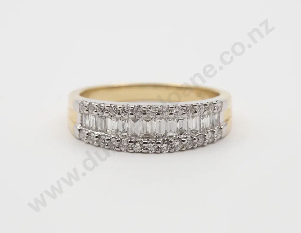 18ct White Gold 41stone Diamond Modern Bridge Ring Image 1++