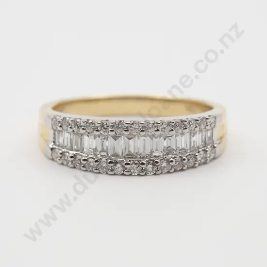 18ct White Gold 41stone Diamond Modern Bridge Ring