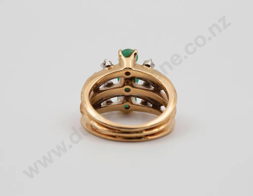 14ct 13stone Chrysoprase and Diamond Dress Ring Image 1++