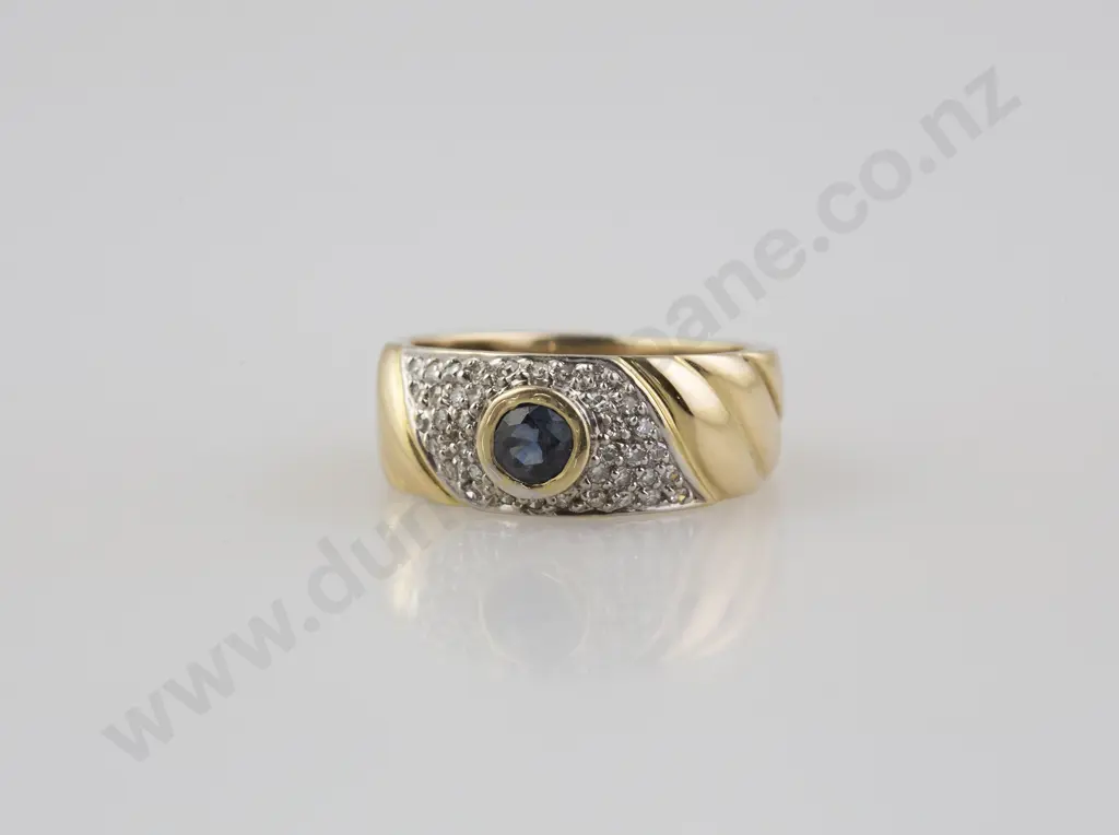 14ct Sapphire and Diamond Band Ring Image 1++