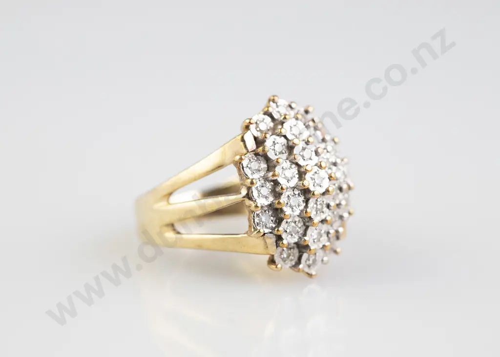 9ct 25stone Diamond Marquise Cluster Dress Ring Image 1++
