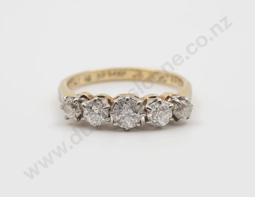 Early C20th 18ct & Platinum Five Stone Bridge Ring Image 1++