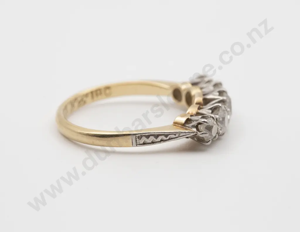 Early C20th 18ct & Platinum Five Stone Bridge Ring Image 1++