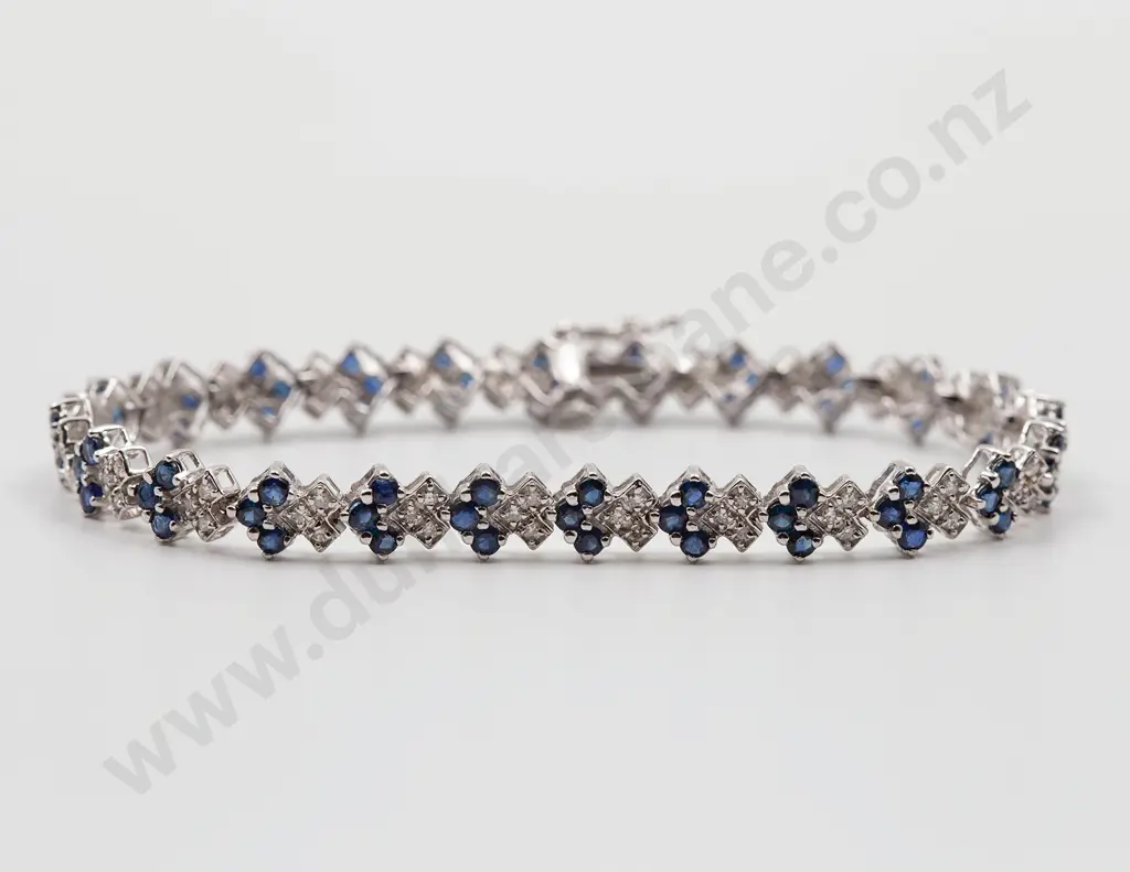 14ct White Gold 144stone Sapphire and Diamond Bracelet Image 1++