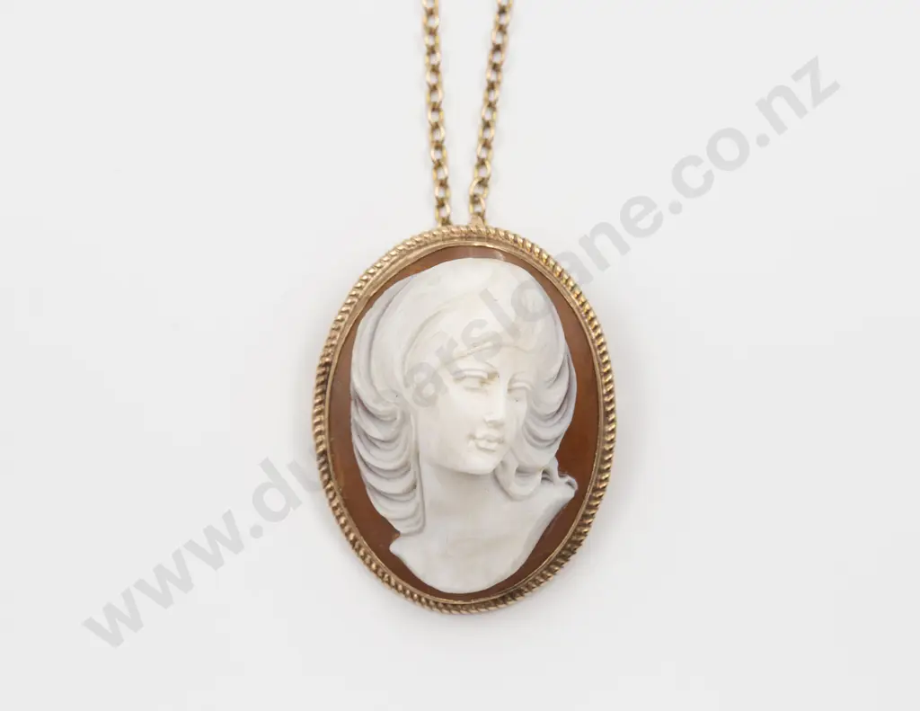 9ct High Relief Cameo Portrait Brooch/Pendant Image 1++