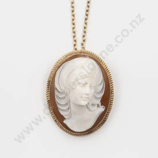 9ct High Relief Cameo Portrait Brooch/Pendant