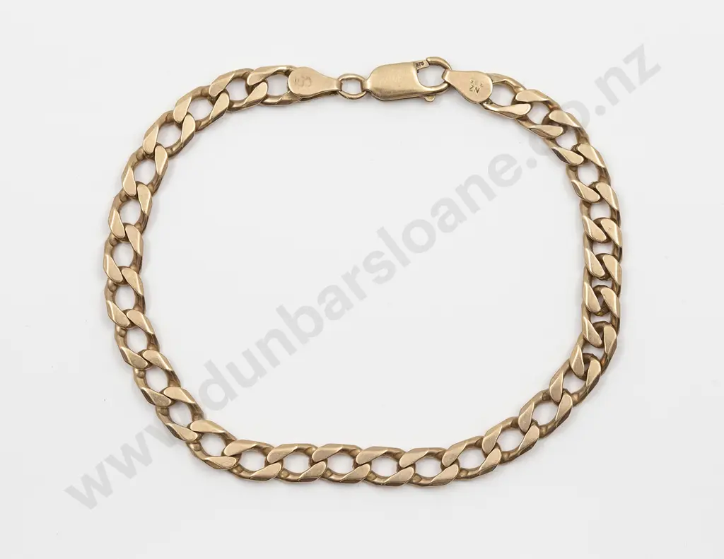9ct Modern Flat Curb Link Bracelet Image 1++