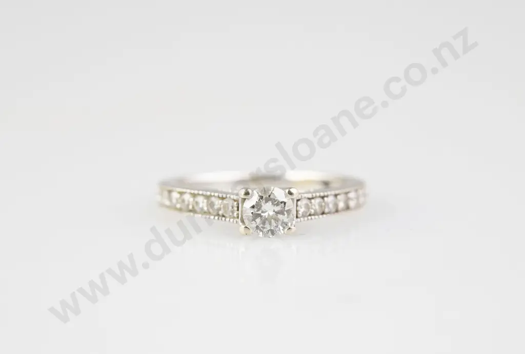 18ct White Gold Solitaire Diamond Ring Image 1++