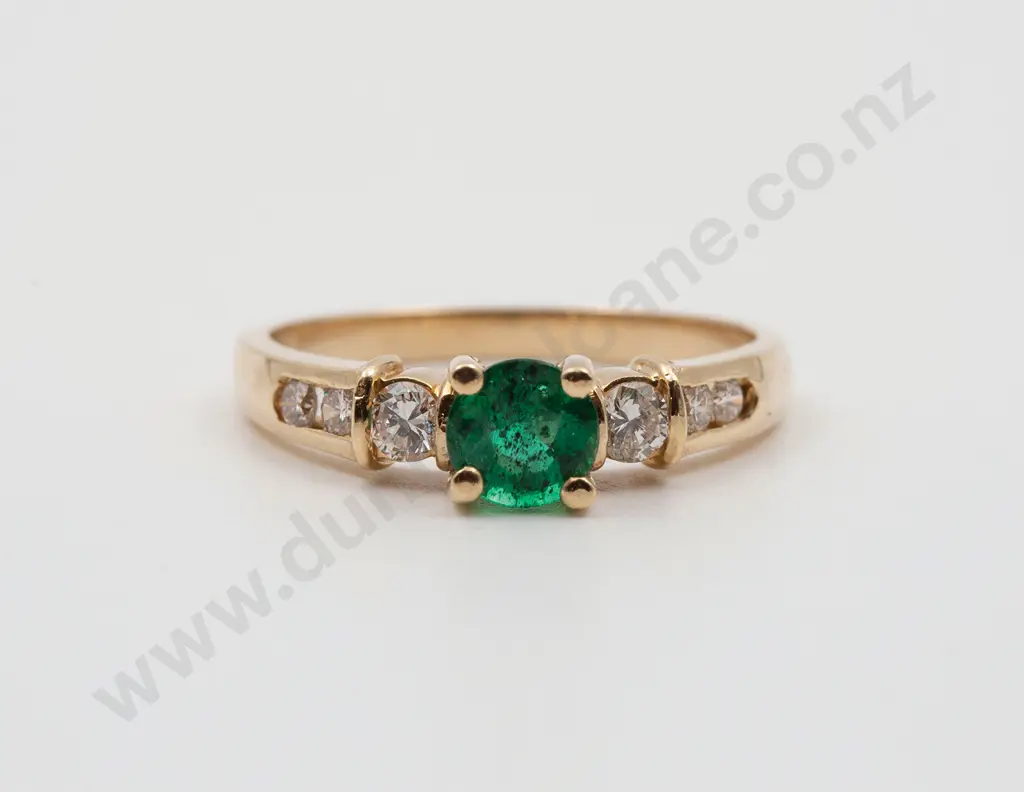 14ct Single Stone Emerald Bridge Ring Image 1++