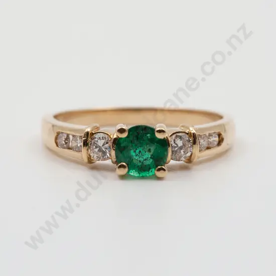 14ct Single Stone Emerald Bridge Ring