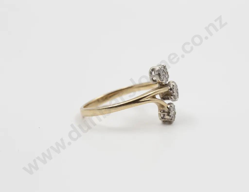 9ct Triple Diamond Cluster Dress Ring Image 1++