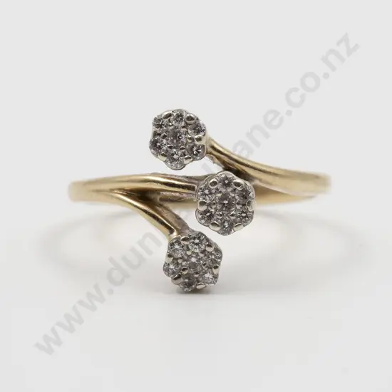9ct Triple Diamond Cluster Dress Ring