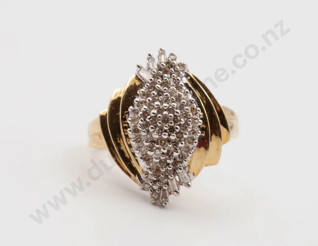 10ct 67stone Diamond Marquise Cluster Dress Ring Image 1++