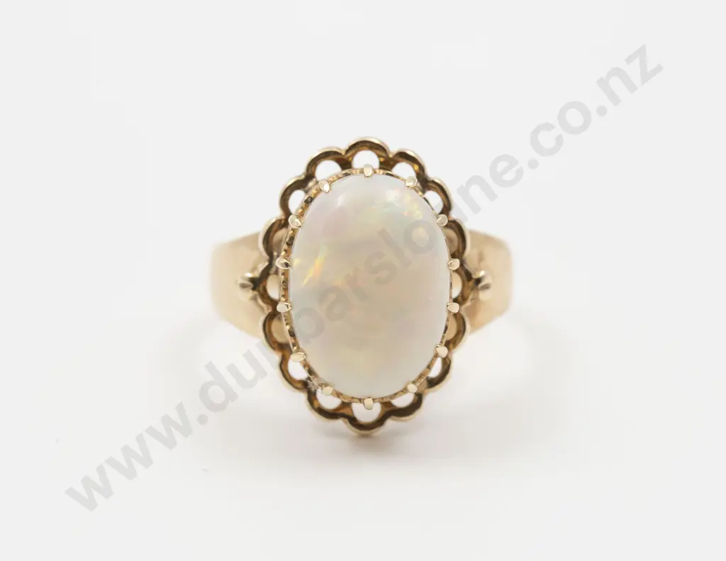 9ct Single Milk Opal Ring Image 1++