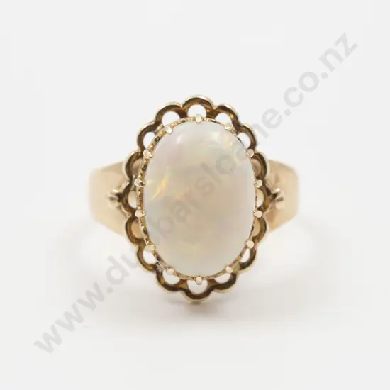 9ct Single Milk Opal Ring