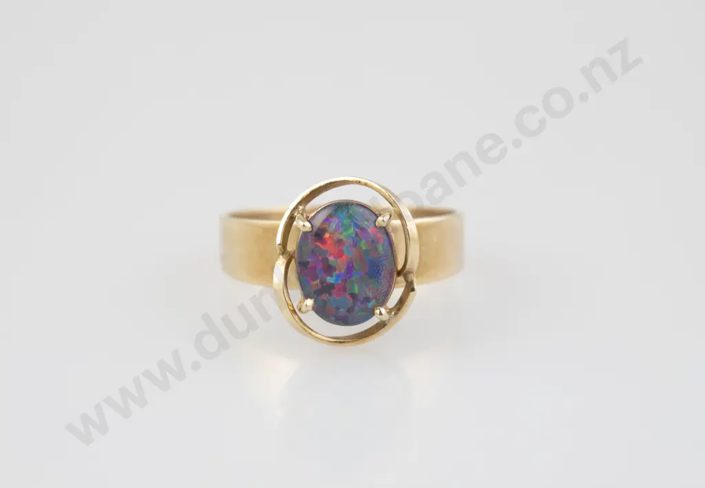9ct Single Opal Triplex Dress Ring Image 1++