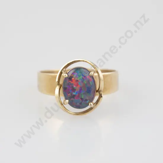 9ct Single Opal Triplex Dress Ring