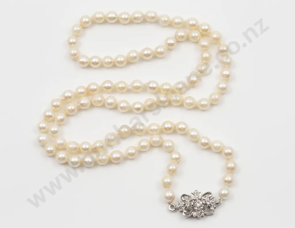 Uniform Single Strand Cultured Pearl Necklace Image 1++