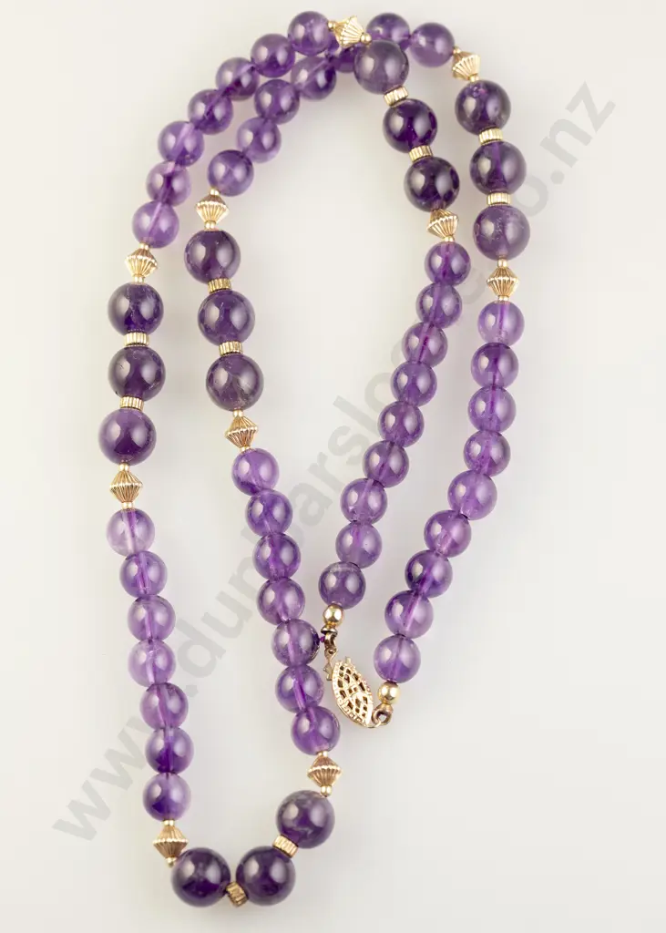 Single Strand Fancy Amethyst Bead Necklace Image 1++
