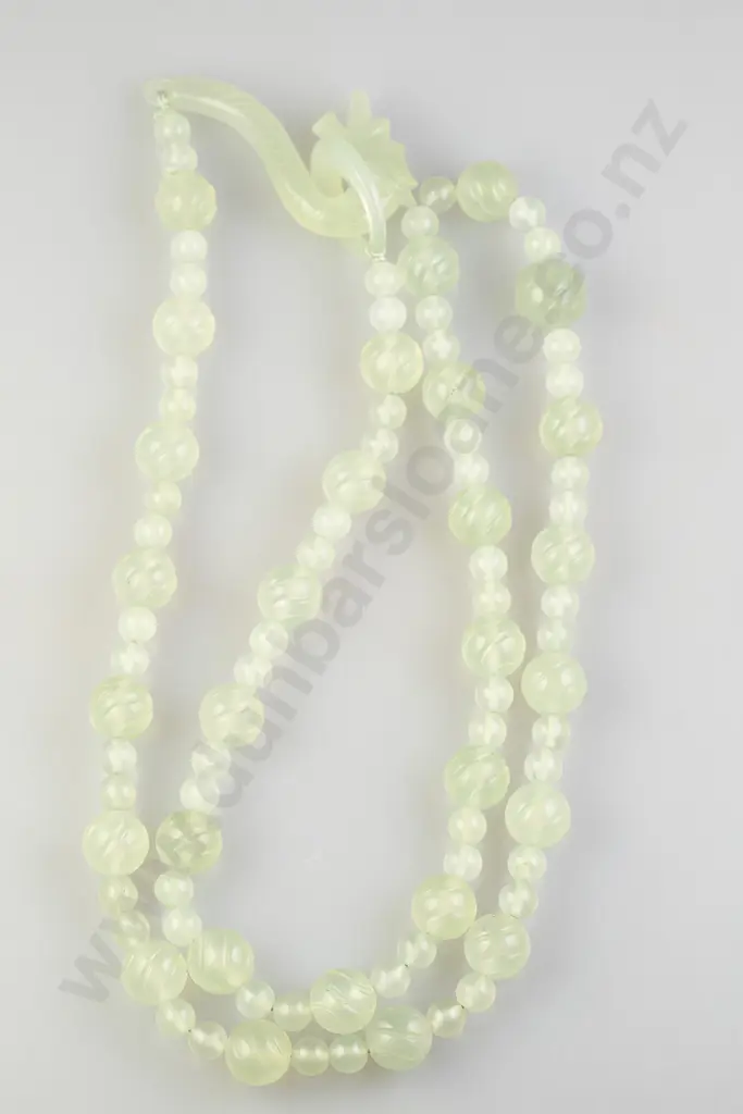 Single Strand Mixed Celadon Serpentine Bead 'Dragon' Necklace Image 1++