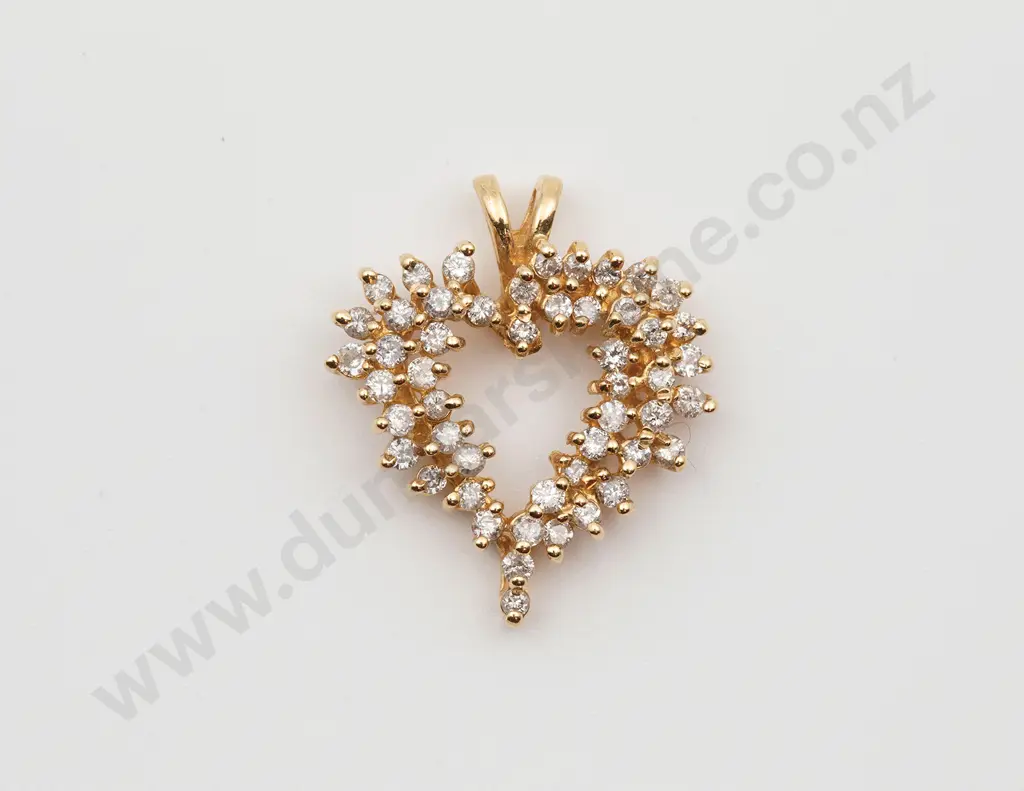 14ct 52stone Diamond Heart Pendant Image 1++