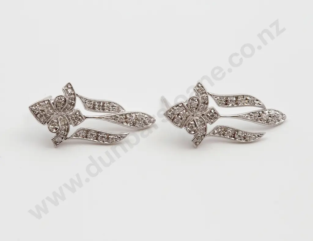 14ct White Gold Diamond Fancy Earrings Image 1++