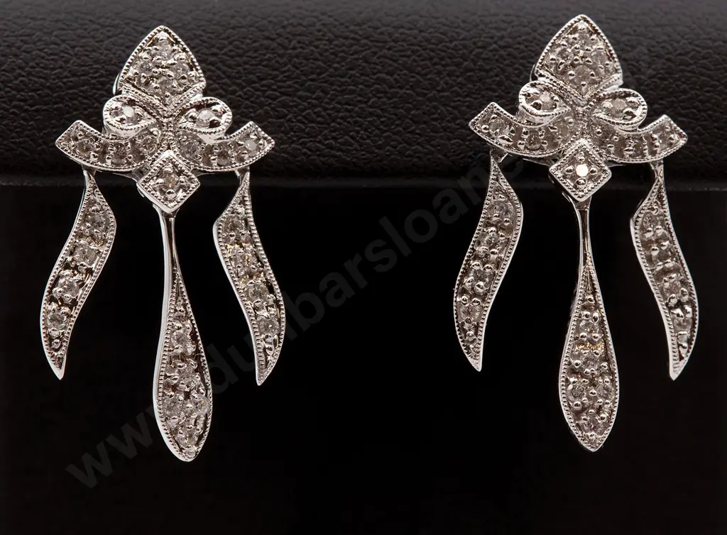 14ct White Gold Diamond Fancy Earrings Image 1++
