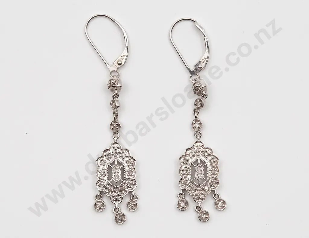 Pair 10ct Antique Style Pendant Drop Earrings Image 1++