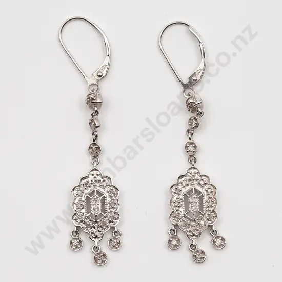 Pair 10ct Antique Style Pendant Drop Earrings