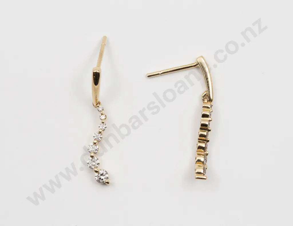 Pair 14ct Diamond Drop Earrings Image 1++