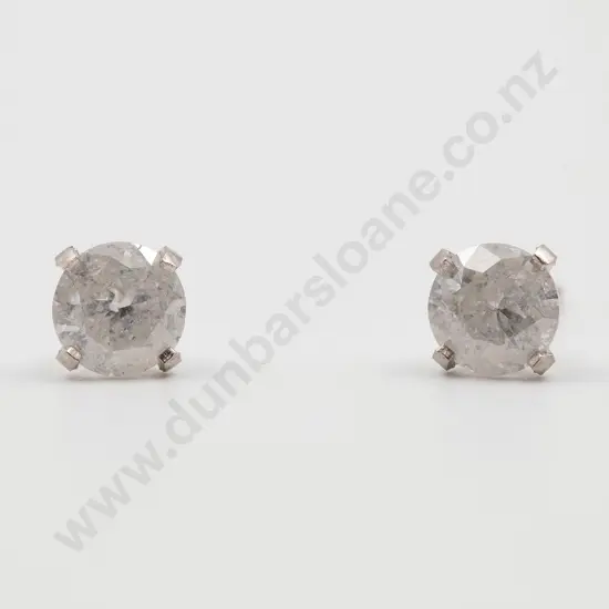 Pair 14ct White Gold Single Diamond Stud Earrings