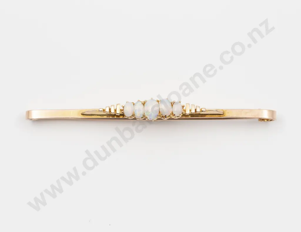 9ct Five Stone Opal Bridge Bar Booch Image 1++