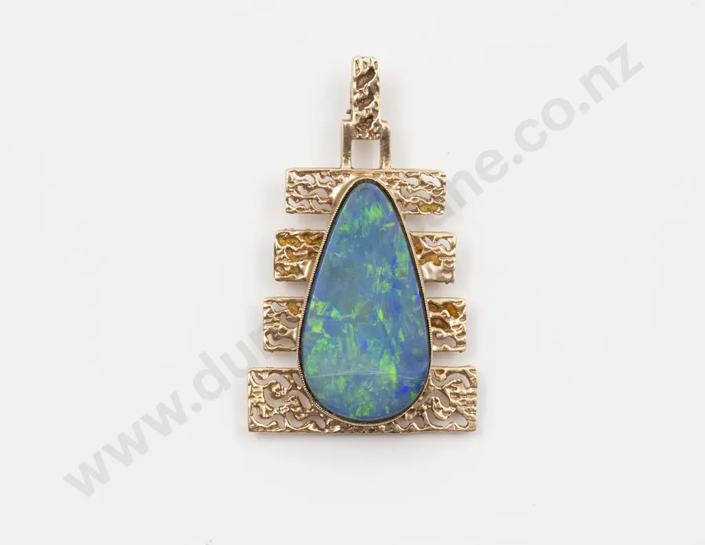9ct Modern Design Single Black Opal Pendant Image 1++