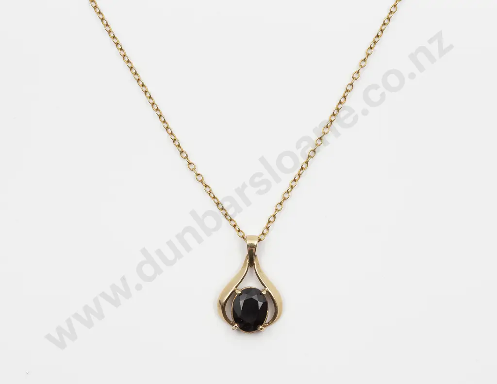 9ct Single Sapphire Pendant Image 1++