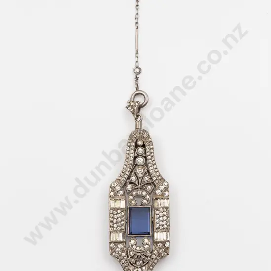Art Deco White Metal Diamond and Sapphire Paste Lorgnettes