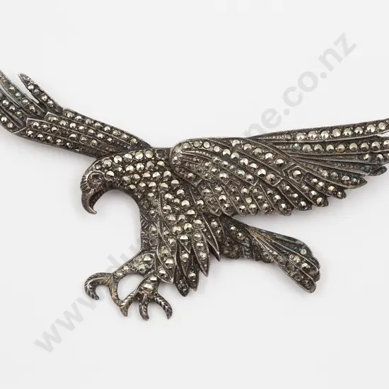 Large Silver and Marcasite Eagle Brooch