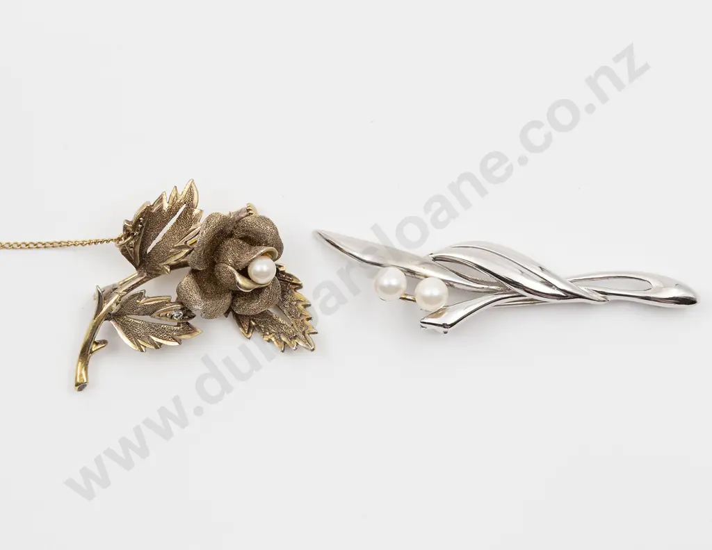 Silver Gilt Rose Spray Brooch Image 1++