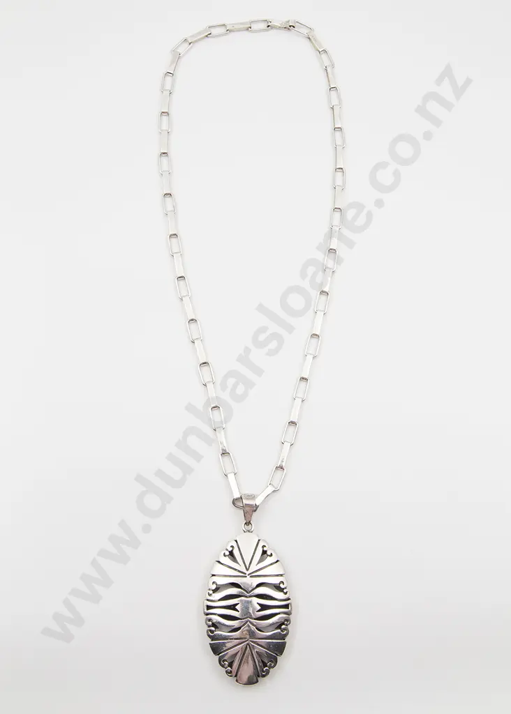 Mexican Heavy .925 Silver Modern Design Pendant Image 1++
