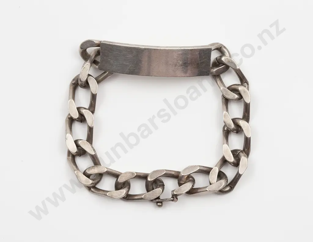 Germany .835 Silver Heavy Curb Link Bracelet Image 1++