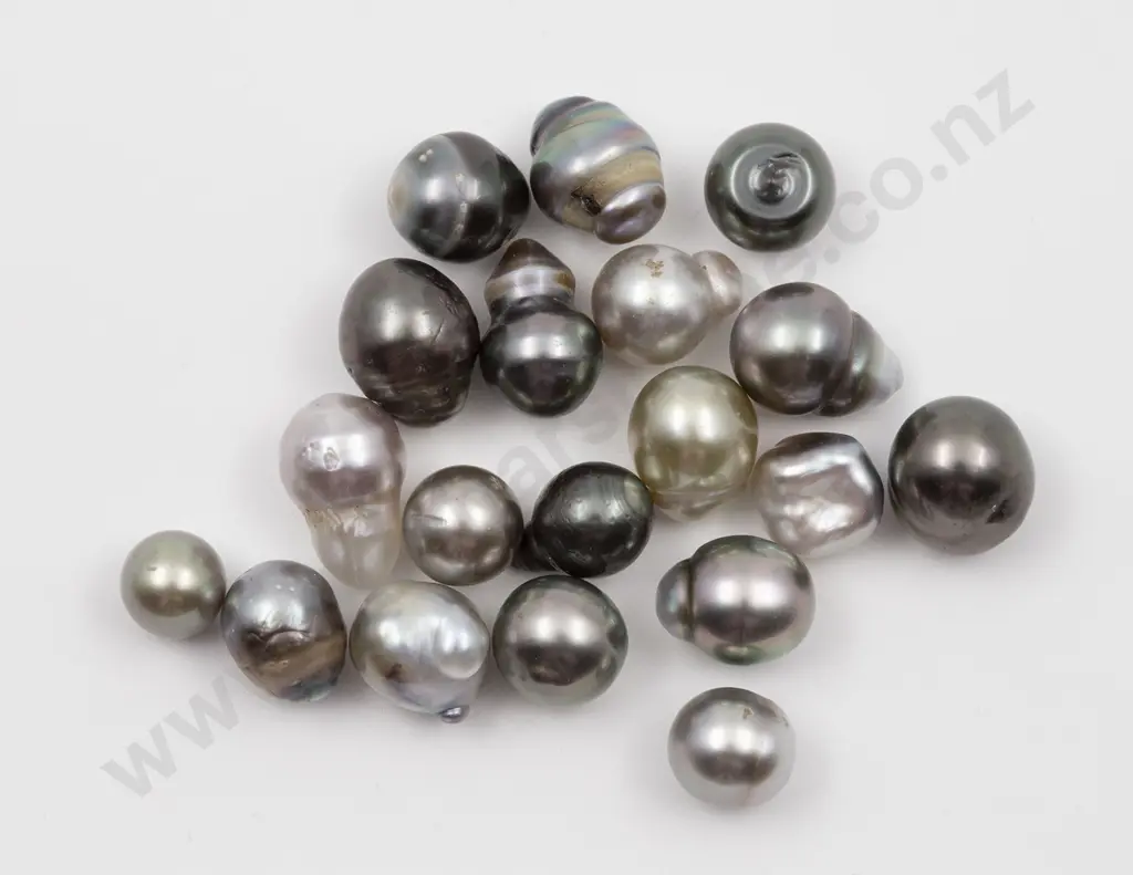 19 Unmounted Black and White South Sea Pearls Image 1++