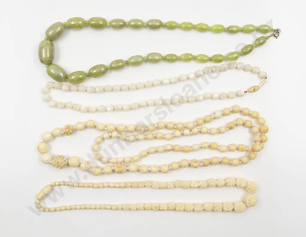 Two Vintage Ivory Bead Necklaces Image 1++